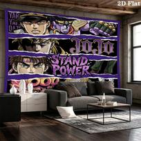 Jojo'S Bizarre Adventure Wall Tapestry Aesthetic Wall Hanging Printed Fabric Blanket Decorative Tapestries For Bedroom Living Room Home Decor 100cm x 150cm black