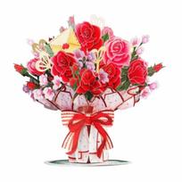 3D Design Cherry Blossom Pop Up Card Detachable Paper Flower Pop Up Mechanism Flower Bouquet Card Unique with Sticky Note Card
