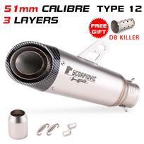 51MM 60MM Išmetimo Moto Vamzdis Motociklo Išmetimo Duslintuvas Su DB žudiku pcx 125 c650gt tmx530 cb500 z400 r3 mt07 cbr650 C22 C23 TYPE-12 51MM