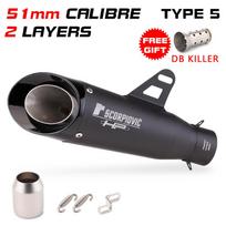 51MM 60MM Išmetimo Moto Vamzdis Motociklo Išmetimo Duslintuvas Su DB žudiku pcx 125 c650gt tmx530 cb500 z400 r3 mt07 cbr650 C22 C23 TYPE-5 51MM gray