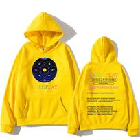Rainbow-orbit Men Hoodie Front Coldplay Spheres Chest Print, Solar System Back Art Graphic, Thick Fleece Pullover Sweatshirt for Leisure Sport Trips XL raudona