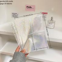 A5 Cute Ins Sparkling Blingbling Binder Pocards Transparent Zipper Po Album Card Holder Book Girl Hand Account Book Cover white