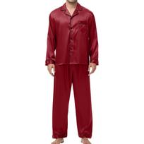 Men's Sleepwear Silk Ice Silk Korean Version Men's Long Sleeved Pants Home Suit Set XL