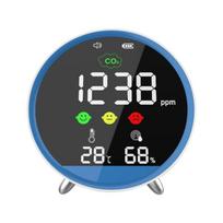 Rechargeable Indoor Air Quality Monitor Detecting CO2 Temperature Humidity LED Display 400-5000ppm For Car Office Home 1 black