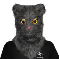 Realistiška judanti burna katės kaukė, judanti burna gyvūno galvos kaukė, Cosplay kostiumas pilka spalva