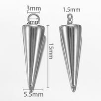 10PCS Stainless Steel Cone Bullet Choker Charms Spike Beads Pendants for Women Man Hoop Earring Necklace Jewelry Making Supplies gray