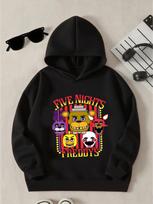 Vaikiškas džemperis su gobtuvu-Five Nights At Freddy's Fnaf spaudinys-Ilgomis rankovėmis laisvalaikio džemperis su gobtuvu Priešmokyklinukams ir paaugliams 110 black