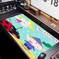 Ben and Holly's Little Kingdom Theme Premium Non-slip Mouse Pad with Stitched Edges,Durable Rubber Material,for Desktop & Gaming Great Gifts 30cmx60cm