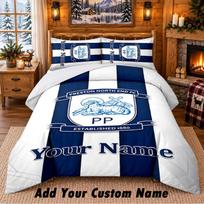 Preston North End Pattern Bedding 3Pcs Set Custom Name, Bed Sheet And Pillowcases For Home Bedroom 135cmx200cm blue