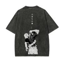 Anime Jujutsu Kaisen Fushiguro Toji Zenin Maki Print T-shirt Men Women Tshirts Cotton Clothing Retro Washed T Shirt Harajuku Top L black