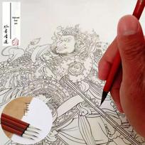 Ink Wash Clear Lotus Fine Brush Pen for High-End Gongbi and Song Dynasty Style Chinese Painting Dual Bristle Brush gray