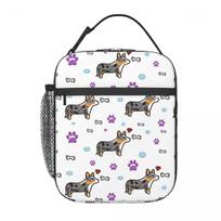 Cute Cartoon Corgi Insulated Lunch Bag for Women Children Leakproof Food Boxes Thermal Lunch Box Tote One Size black