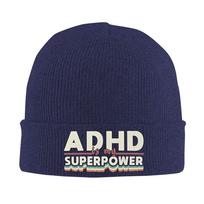 pc ADHD Bonnet Hats my SuperPower Beanie Hats Printed Knitting Hat Autumn Cool Unisex Women Unisex Kpop Elastic Cap blue