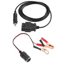 OBD II Vehicle ECU Emergency 12V Power Supply Cable Memory Saver with Clip black