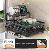 Stainless Steel Dish Drying Rack Adjustable Kitchen Plates Organizer with Drainboard Over Sink Plate Drainer Storage Organizer gray