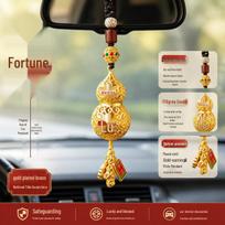 Enamel Pixiu Filigree Gourd Car Pendant for Safe and Prosperous Car Interior gray