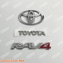 3-Piece Trunk Emblem for RAV4, Replacement Option for GLVCT6 TOYOTA Logo, Stickers in Gloss Black, Matte Black and P