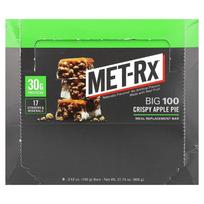 Metrx Big 100 Meal Replacement Bar Crispy Apple Pie 9 pcs 3.52 oz 100 g each 1 pcs MET-Rx Big 100 Meal Replacement Bar | 100 g 1 pcs