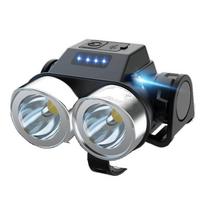 IPX6 Waterproof LED Bike Headlamp High-Brightness Cycling Headlight  Night Riding 6800mah juoda