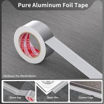 0.06/0.15mm Aluminum Foil Tape Fiberglass Kitchen Duct Countertop Wall AntiOil Pipe Repair Metal Shielding Signal 10mm white