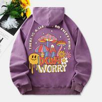 Grybų Plovimo Hoody Moteriškas „Nesijaudink“ Spausdintas Medvilninis Drabužis Ilgomis Rankovėmis Kišenė Oversize Žieminis Moteriškas 3XL pink