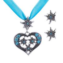 Edelweiss Women's Luxury Necklace: Heart Diamond Flower Choker ežero mėlyna spalva