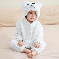 Kids Kigurumis Bear Animal Cartoon Onesies Baby Flannel Pajamas Infant Hooded Sleepwear Jumpsuits Cosplay Costume Cartoon onesie 90(70-80cm) balta