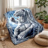 White Tiger Cubs in Nature Theme blanket Lightweight Warm Flannel Blanket Decorative Throw Blanket for Home Decoration 100x150cm