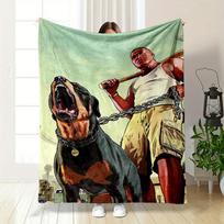 GTA Franklin Chop Blanket Bedroom Blanket for Livingroom Couch Lunch Break Soft Cozy Throw for Friend's Festival Gift 75X95CM gray
