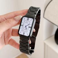 Magnetinis metalinis dirželis, skirtas Xiaomi Band 9 Pro, 8 Pro ir Redmi Watch 5 - Plonas trijų karoliukų dizainas. For Xiaomi 9 Pro white