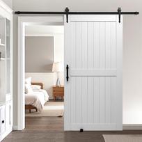 VEVOR slankiosios klojimo durys, 1067 x 2134 mm, didelio stiprumo MDF plokštė, klojimo durys su tvirtinimo komplektu, vandeniui atsparus PVC paviršius, lengva montuoti, H formos rėmas 229 x 226.5 x 12 cm balta