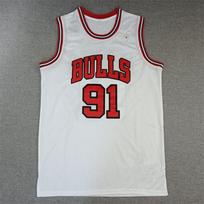 Chicago Bulls 1991 Dennis Rodman Vintažinio stiliaus krepšinio marškinėliai Vyriški Retro Raudoni Siuvinėti Komandos Uniforma Medium gray