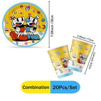 Cuphead Themed Birthday Party Decoration Set Paper Cups Plates Balloons Cartoon Character Tableware Indoor Outdoor Celebrations