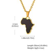 African Map Necklace for Men Boys,Gold Color Stainless Steel Abalone Shell Pendant Necklace,Map Jewelry Gift 50cm black