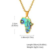 African Map Necklace for Men Boys,Gold Color Stainless Steel Abalone Shell Pendant Necklace,Map Jewelry Gift 50cm blue