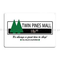 Twin Pines Mall logo (Back to the Future) Metal Plaque Poster Living Room Cinema Vintage Pub Design Tin Sign 40x30cm blue