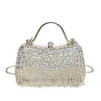 New fashion rhinestone foreign style shoulder messenger bag women's chain fringed dinner bag auksas