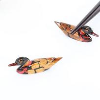 1-5 wooden Mandarin Duck Animal Miniature Fairy Garden Home Houses Decoration Mini Craft Micro Landscaping Decor DIY Accessories 2PCS beige