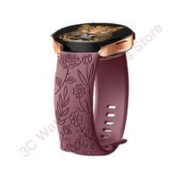 18mm 20mm 22mm Rožės raižymo dirželis Samsung Galaxy Watch 654 40mm 44mm Gear S3 Silikoninis mielas dirželis Classic 43mm 45mm Active 2 20mm violetinė