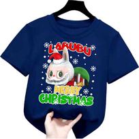 Merry Christmas unisex pure cotton T-shirt funny labubu short sleeved shirt 100 white