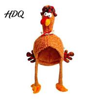 Unique Thanksgiving Decoration Plush Turkey Hat, Funny Trot Dinner Outfit Novelty Headpiece for Women Men Holiday Celebration Costume Accessory 4 brown