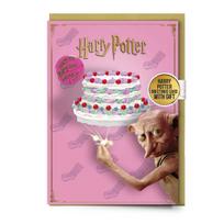 Harry Potter Dobby Happy Birthday Cake Greetings card with Button Badge (Pack of 6)