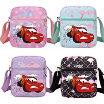 Anime Cars Lightning McQueen Crossbody Bags Cartoon Pattern Print Boys Girls Canvas Shoulder Bag Travel Commute Storage Handbag Pink-1PCS red