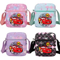 Anime Cars Lightning McQueen Crossbody Bags Cartoon Pattern Print Boys Girls Canvas Shoulder Bag Travel Commute Storage Handbag Pink-1PCS