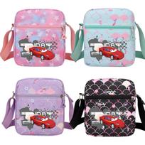 Anime Cars Lightning McQueen Crossbody Bags Cartoon Pattern Print Boys Girls Canvas Shoulder Bag Travel Commute Storage Handbag Pink-1PCS
