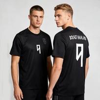 Erling Braut Haaland 9 Norvegija Futbolo Marškinėliai Grynos Medvilnės Juodi Trumpomis Rankovėmis T-Marškinėliai Unisex Unisex Futbolo Sirgaliaus Treniruočių Marškinėliai L