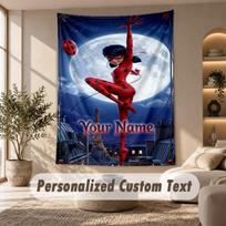 Miraculous Ladybug Tapestry, Personalized Custom Text, Wall Hanging Tapestry For Living Room Home Wall Decor 100cmx150cm white