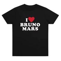 I Heart Bruno Mars Soft Tee Bruno Mars Merch T shirts Women Men Casual Cotton T shirt O-Neck Short Sleeve Basic Tees Daily Wear 150 red