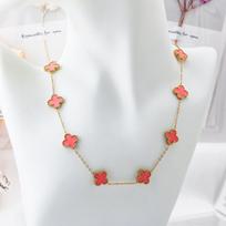 13mm Four-Leaf Clover Ten-Flower Necklace Double-Sided 18K Colorfast Women's Necklace white