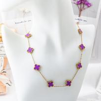 13mm Four-Leaf Clover Ten-Flower Necklace Double-Sided 18K Colorfast Women's Necklace white